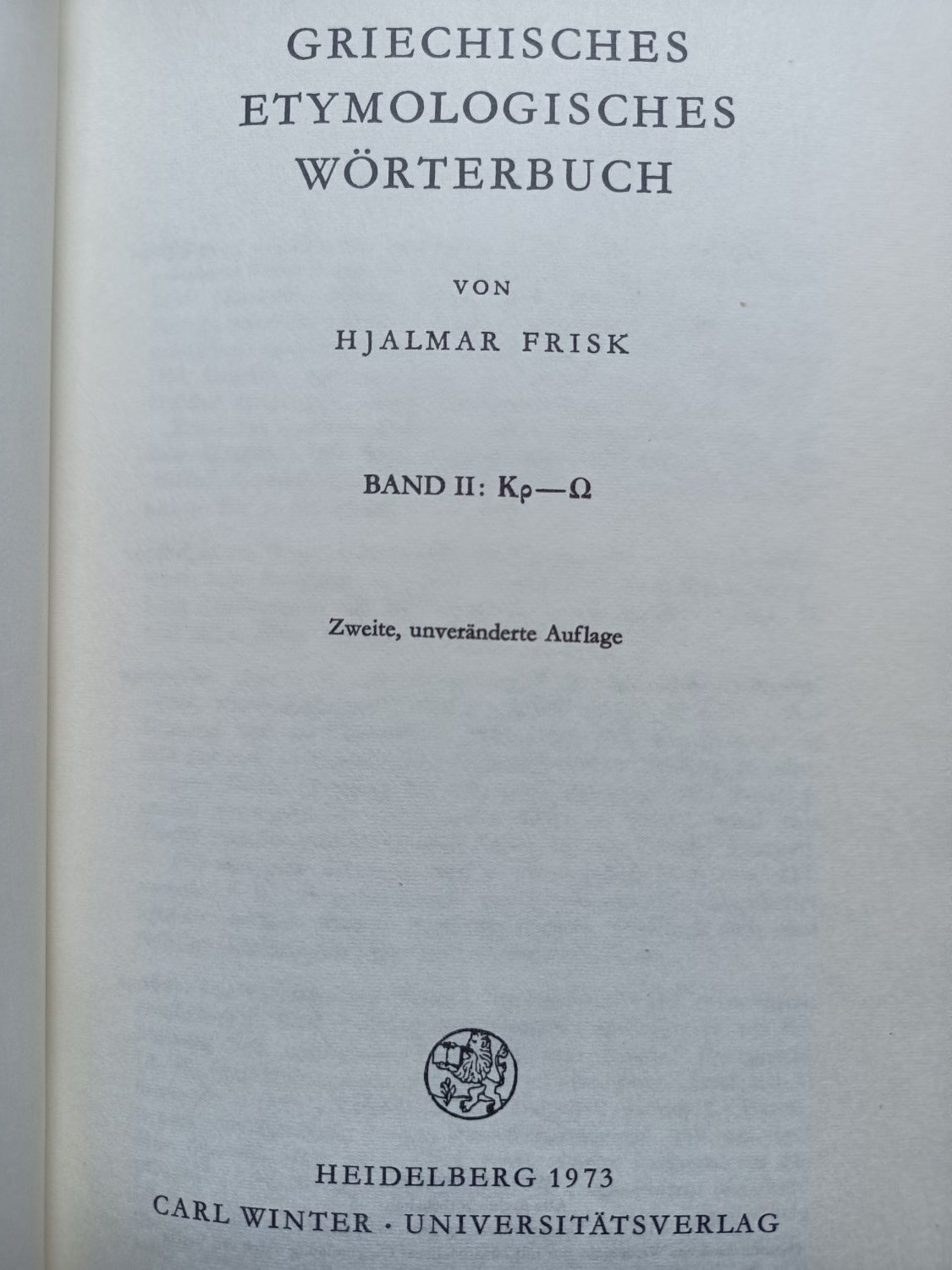 Griechisches etymologisches Wörterbuch.“ (Hjalmar Frisk) – Buch gebraucht  kaufen – A02FGvvM01ZZA